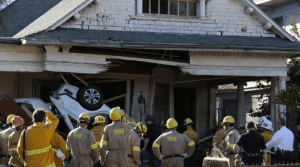 Two people died and one was injured after a vehicle crashed into a Boyle Heights home on Feb. 7, 2016. (Credit: Robert Gauthier/Los Angeles Times)