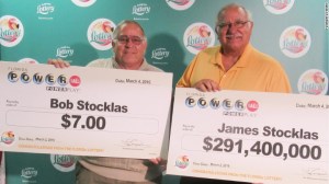James Stocklas of Bethlehem, Pennsylvania, was the sole winner of Florida’s $291.4 million Powerball jackpot. He is seen here with his brother Bob, who won $7 in the March 2, 2016, drawing. (Credit: Florida Lottery)