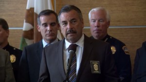 LAPD Chief Charlie Beck talks about public safety on March 22, 2016, in the wake of the Brussels attacks. (Credit: KTLA)