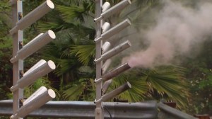 A cloud-seeding generator works in the foothills of the Pasadena area on March 11, 2016. (Credit: KTLA)