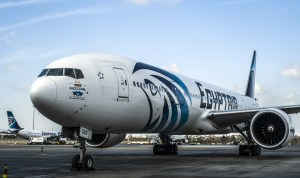 A picture taken on September 30, 2015 shows an Egypt Air plane on the tarmac of Cairo international Airport. (Credit: Khaled Desouki/AFP/Getty Images)