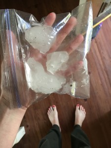 Colton resident Megan Clement said she took this photo of ice that fell from the sky onto her home on March 21, 2016.