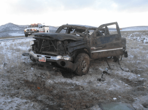 A fatal rollover crash, involving a woman on her way to her mother's funeral, occurred in Utah on March 26, 2016. (Credit: Utah Highway Patrol)