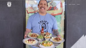 Danny Trejo is seen in a promotional image for Trejo's Tacos. 