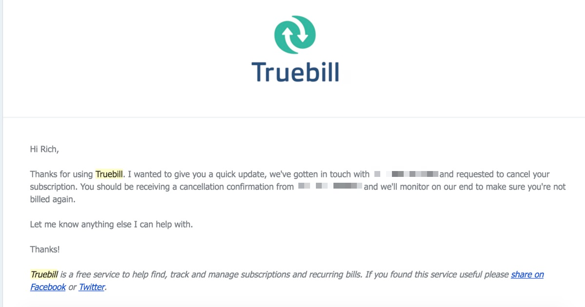 truebill helps cancel gym membership free