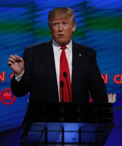 Republican presidential candidate Donald Trump speaks during the CNN Debate in Miami on March 10, 2016. (Credit: RHONA WISE/AFP/Getty Images)