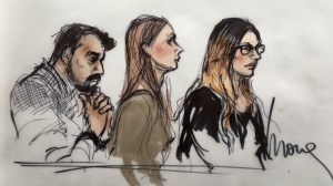 Three people connected to San Bernardino shooter Syed Rizwan Farook appear in federal court in Riverside on April 28, 2016. (Credit: Mona S. Edwards)