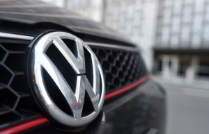 A Volkswagen vehicle is seen parked in front of the U.S. District Court in San Francisco after a court proceeding regarding the Volkswagen "Clean Diesel" case on March 24, 2016. (Credit: JOSH EDELSON/AFP/Getty Images)