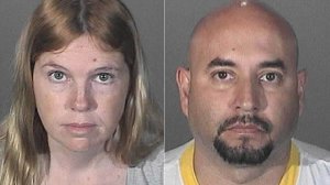 Jacqueline Wadsworth, 32, and Francisco Avendano, 42, are seen in booking photos. (Credit: Los Angeles County Sheriff's Department)