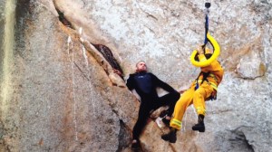 A man was rescued on April 7, 2016, after climbing the 580-foot summit of Morro Rock to propose to his girlfriend via FaceTime on his iPhone, according to the Morro Bay Fire Department. (Credit: Morro Bay Fire Department) 