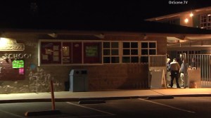 Investigators respond to a fatal explosion at Madrona Elementary School in Thousand Oaks on April 4, 2016. (Credit: OnScene.TV)