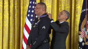 LAPD Officer Donald Thompson received the Medal of Valor for his heroic actions in a 2013 crash on May 16, 2016. (Credit: CNN) 