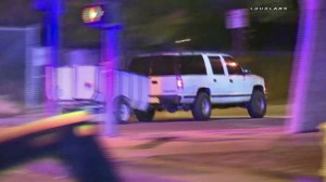 A pursuit involving a truck and trailer began in San Bernardino on May 20, 2016. (Credit: Loudlabs)