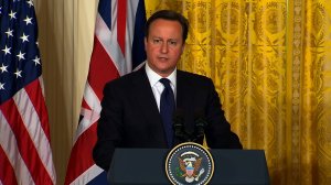 British Prime Minister David Cameron, who at one point called Trump's proposed ban on Muslim foreigners entering the United States "divisive, stupid and wrong," said Thursday at a press conference with Japanese Prime Minister Shinzo Abe that Trump "deserves our respect" for making it through the primaries. (Credit: CNN) 