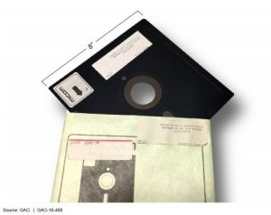 According to a new report by the U.S. Government Accountability Office (GAO), the Pentagon was still using 1970s-era computing systems that require "eight-inch floppy disks." (Credit: GAO)