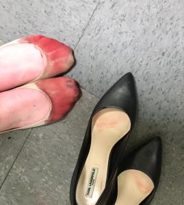 Nicola Gavins posted this photo of her friend's feet after a restaurant training session on Facebook on May 3, 2016.