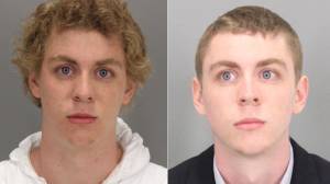 Brock Turner is seen in booking photos released by the Stanford University Department of Public Safety, left, and the Santa Clara County Sheriff's Office, right.