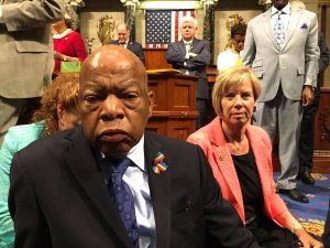 Democrats staged a sit-in on the House floor over gun control starting on June 22, 2016, and lasting until the following day. (Credit: CNN)
