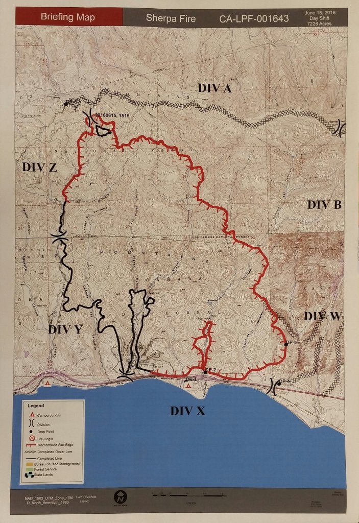 A map of the fire zone was released by Cal Fire on June 18, 2016.