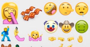 New emojis include "bacon," "facepalm," and "dancing man." (Credit: www.emojipedia.org)