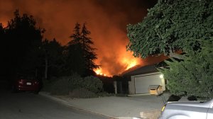 The Fish Fire is seen burning above Duarte on June 21, 2016. (Credit: KTLA)