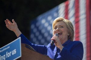 Democratic presidential candidate Hillary Clinton speaks at the South Los Angeles Get Out The Vote Rally at Leimert Park Village Plaza on June 6, 2016 in Los Angeles, California. (Credit: David McNew/Getty Images)