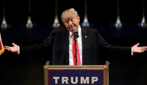 TOPSHOT - US Republican presidential candidate Donald Trump speaks during a rally at the Treasure Island Hotel in Las Vegas on June 18, 2016. (Credit: John Gurzinski/AFP/Getty Images)