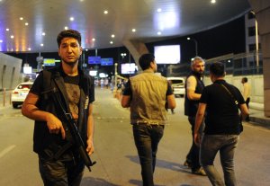 Turkish security officials secures the Turkey's largest airport, Istanbul Ataturk after the suicide bomb attacks, June 28, 2016, Turkey. (Credit: Gokhan Tan/Getty Images)