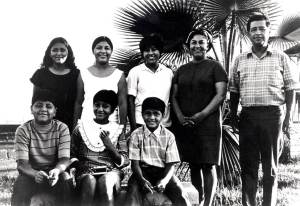 Helen Chavez, second from right, is seen with her husband, Cesar Chavez, and their eight children in 1969 in Delano, California. (Credit: Cesar Chavez Foundation)