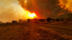 A fire burning in Santa Barbara County is seen in an image provided by the federal InciWeb page for the fire.