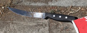 A photo of a knife recovered from the scene of an officer involved shooting in Long Beach was provided by the Long Beach Police Department on June 28, 2016.