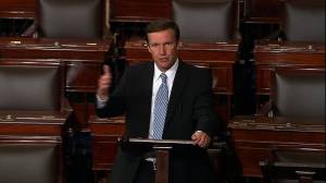 Democratic Sen. Chris Murphy launched a filibuster Wednesday on the Senate floor, vowing to stay "for as long as I can" until Congress acts on gun control legislation. (Credit: Senate TV)