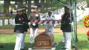 Pfc. James B. Johnson died in a pitched World War II battle on a Pacific island in 1943, but it was only on Tuesday that his body was laid to rest. (Credit: CNN)