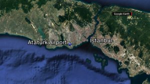 Two explosions and gunfire took place at the Istanbul Ataturk airport on June 28, 2016. (Credit: Google Earth/CNN)