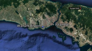 Two explosions and gunfire took place at the Istanbul Ataturk airport on June 28, 2016. (Credit: Google Earth/CNN)