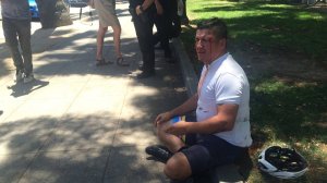 Several people were taken to hospitals on June 26, 2016 after violence broke out between a white supremacist group and counter-protesters. (Credit: CNN via KTXL)