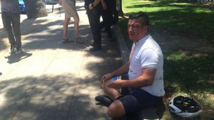 Several people were taken to hospitals on June 26, 2016 after violence broke out between a white supremacist group and counter-protesters. (Credit: CNN via KTXL) 