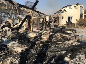 A home destroyed in the Sand Fire is seen on July 25, 2016. (Credit: KTLA)