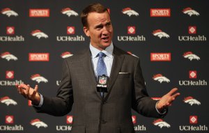 Quarterback Peyton Manning addresses the media as he announces his retirement from the NFL at the UCHealth Training Center on March 7, 2016, in Englewood, Colorado. (Credit: Doug Pensinger/Getty Images)