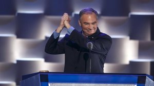 Tim Kaine, Democratic nominee for vice president, speaks at the Democratic National Convention in Philadelphia. (Credit: Marcus Yam / Los Angeles Times) 