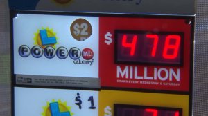 The Powerball jackpot climbed to $478 million ahead of the drawing on July 30, 2016. (Credit: KTLA)