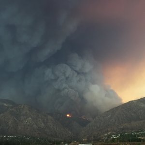 KTLA viewer Kelly Erazo sent in this photo of smoke and fire visible from Sylmar on July 23, 2016.