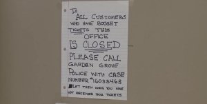 A sign outside of Abdel Rojas' business on Aug. 10, 2016 indicates the office is closed.