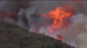 About 18,000 acres have burned in the Blue Cut Fire in the Cajon Pass on Aug. 16, 2016. (Credit: KTLA)