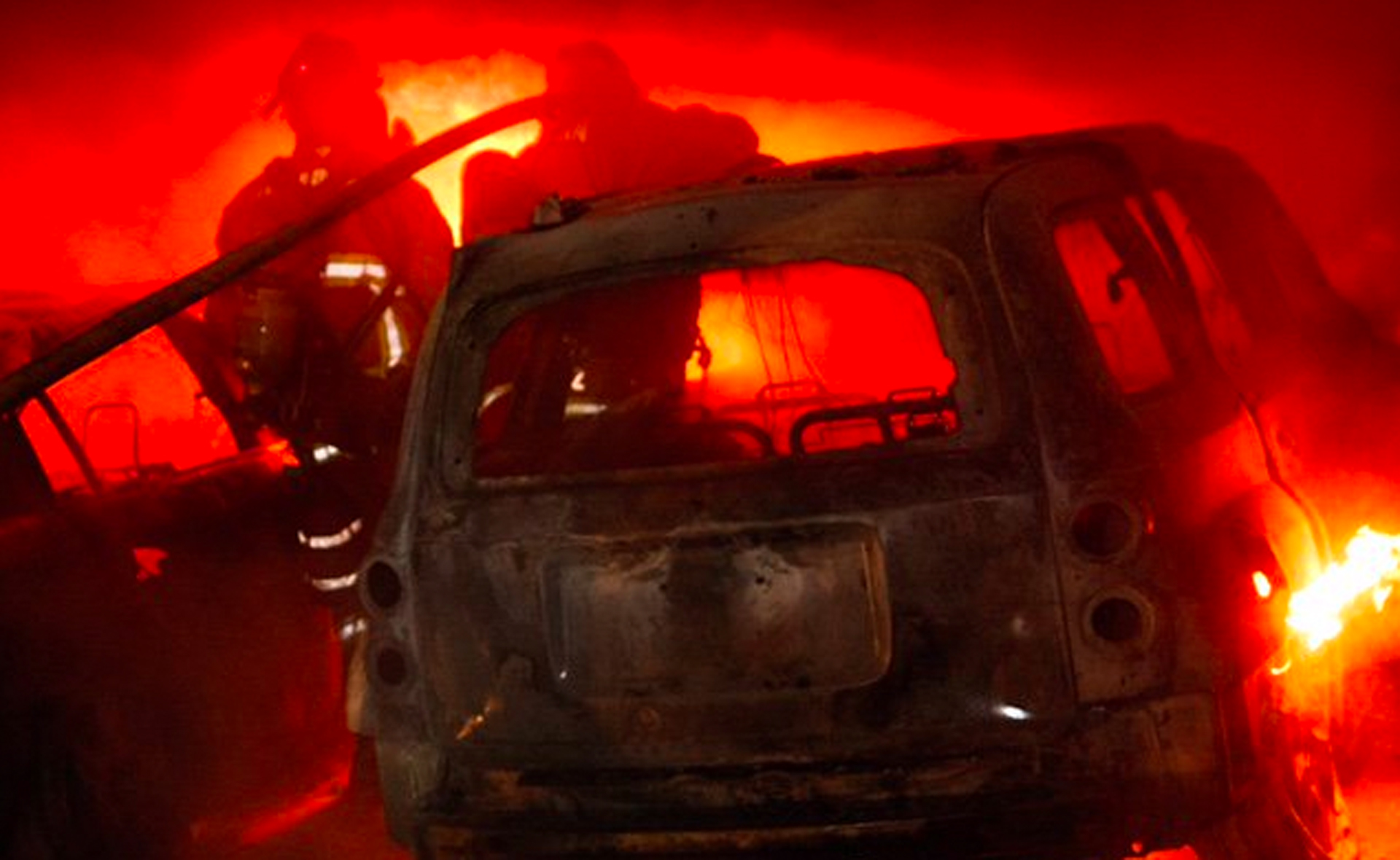 A carport fire in Pasadena left 11 vehicles damaged on Aug. 1, 2016. (Credit: Pasadena Fire Department)