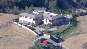 LAPD responded to Chris Brown's home in Tarzana on Aug. 30, 2016. (Credit: KTLA) 