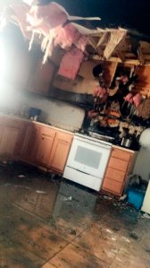 The damaged home is seen in an image posted to a GoFundMe account.