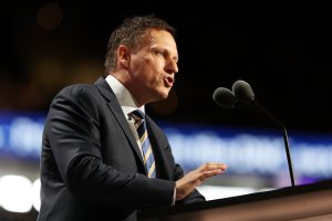 Peter Thiel, co-founder of PayPal, delivers a speech during the evening session on the fourth day of the Republican National Convention on July 21, 2016, in Cleveland, Ohio. (Credit: Joe Raedle/Getty Images)