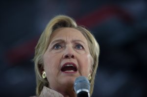 Democratic presidential candidate Hillary Clinton speaks to supporters at a rally at John Marshall High School on Aug. 17, 2016, in Cleveland, Ohio. (Credit: Jeff Swensen/Getty Images)