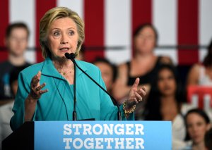Democratic presidential candidate Hillary Clinton speaks during a campaign event in Reno, Nevada on August 25, 2016. (Credit: JOSH EDELSON/AFP/Getty Images)